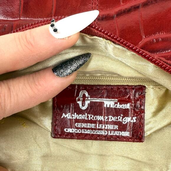 90's designer red crocodile leather bag by MICHAEL ROME DESIGNS - Picture 14 of 16